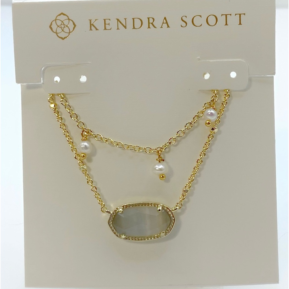 Kendra Scott Elisa Multi Strand Pearl Necklace In Ivory Mother Of Pearl And Gold - Picture 5 of 6